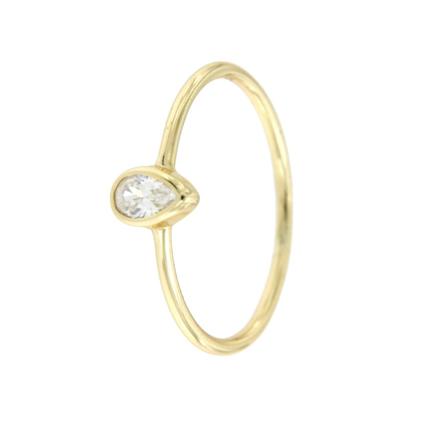 Anillo solitario de plata con circonita en talla de lágrima - Roman Joyero