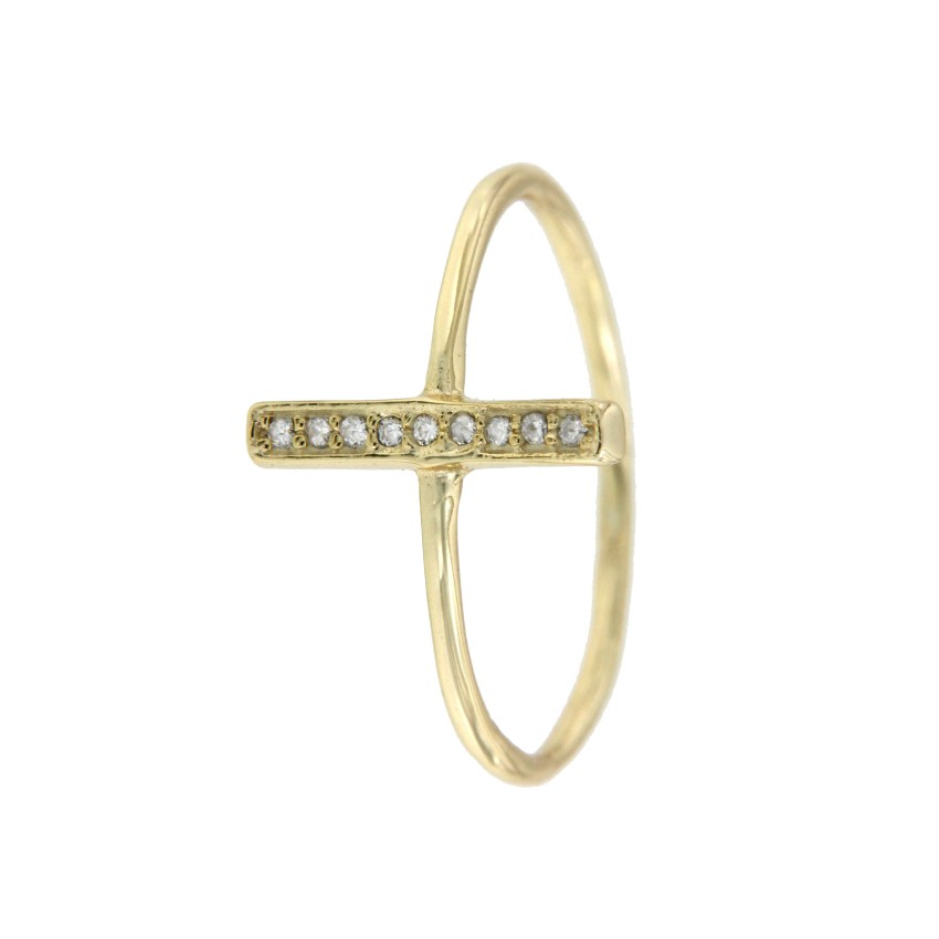 Anillo fino de plata de primera ley con barra de circonitas - Roman Joyero