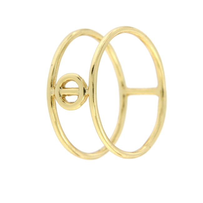 Anillo calado en plata primera ley con baño de oro amarillo - Roman Joyero