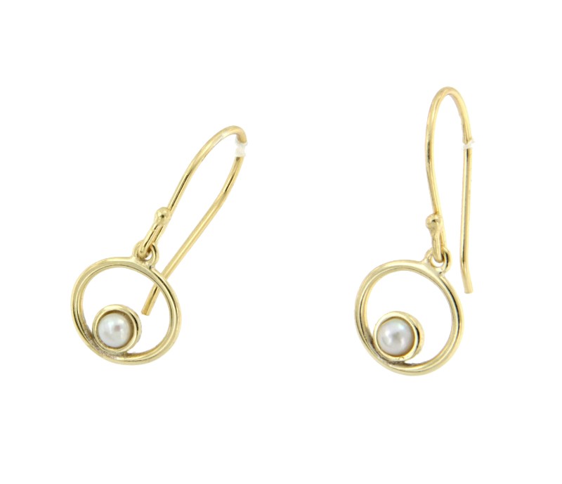 Pendientes de plata con baño de oro y pequeña piedra central - Roman Joyero