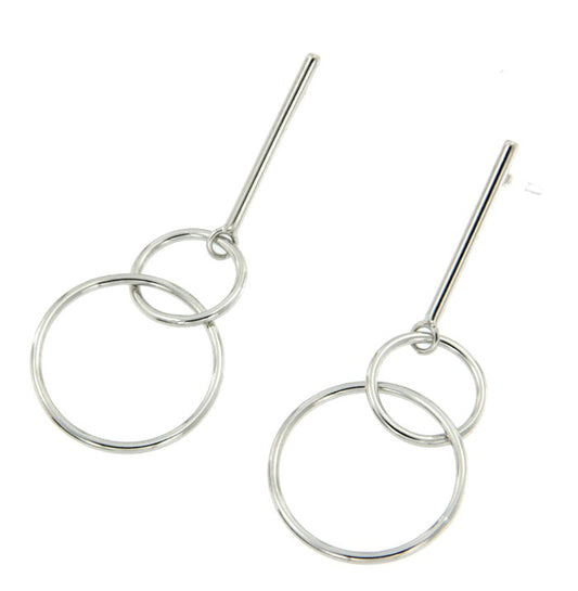 Pareja de pendientes largos clásicos en plata de primera ley - Roman Joyero