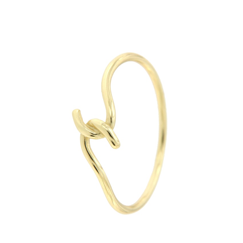 Anillo fino plata con baño de oro y ganchos cruzados - Roman Joyero