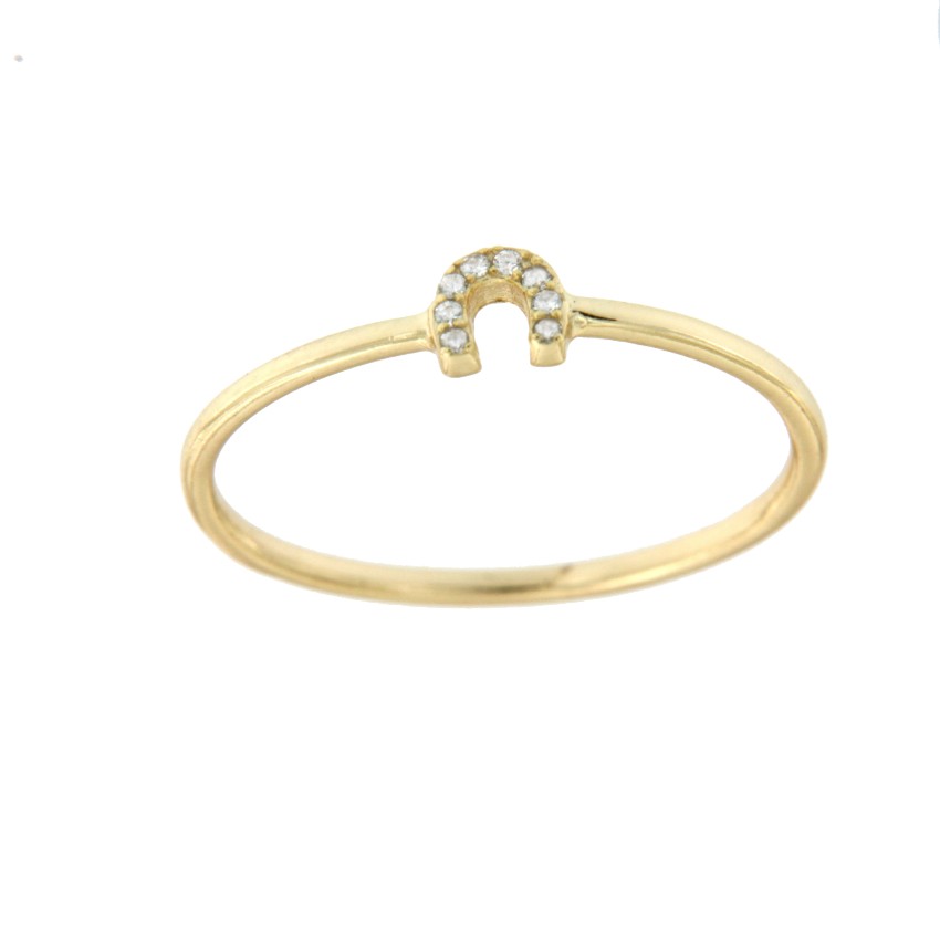 Anillo de plata con baño de oro y herradura engastada en circonita - Roman Joyero