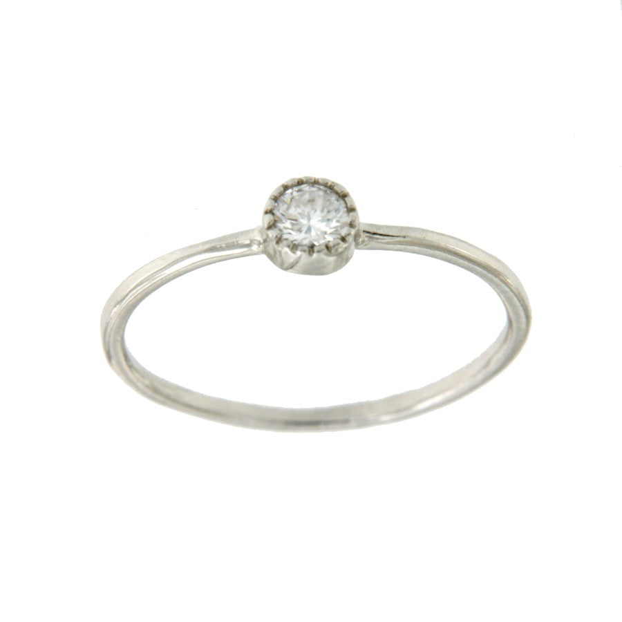 Solitario de plata con circonita engastada en boquilla labrada - Roman Joyero