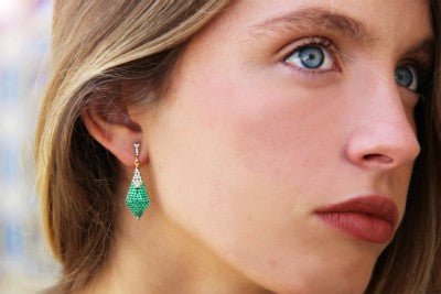Pendientes largos en plata con circonitas de varios colores - Roman Joyero