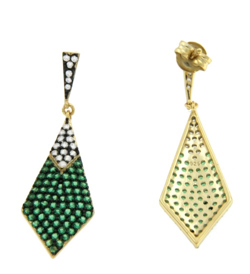 Pendientes largos en plata con circonitas de varios colores - Roman Joyero