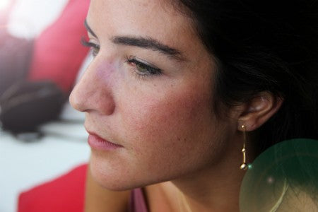 Pendientes originales largos de plata chapada en oro amarillo - Roman Joyero