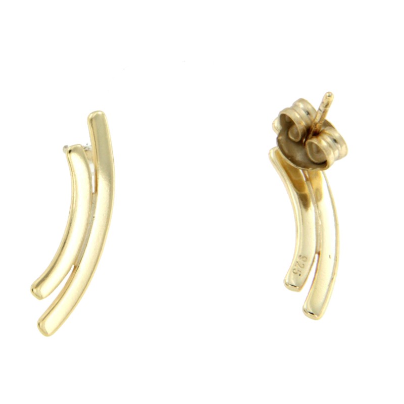 Pendientes de plata chapados en oro con cierre de presión - Roman Joyero