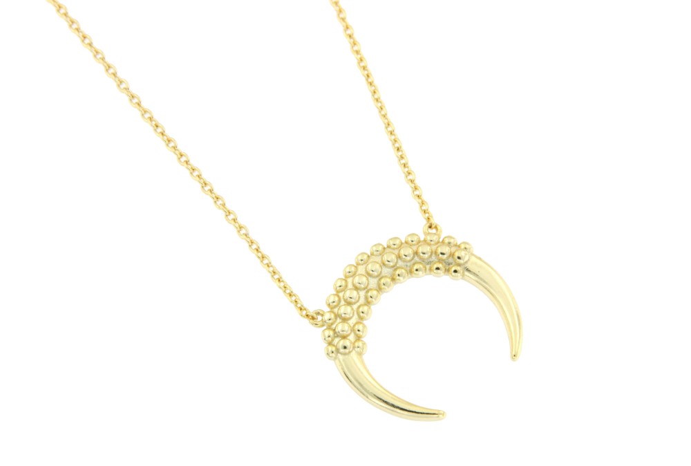 Gargantilla de plata con baño de oro y media luna - Roman Joyero