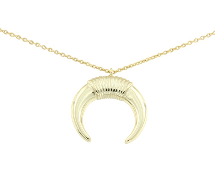 Gargantilla de plata con baño de oro o rodio con media luna - Roman Joyero