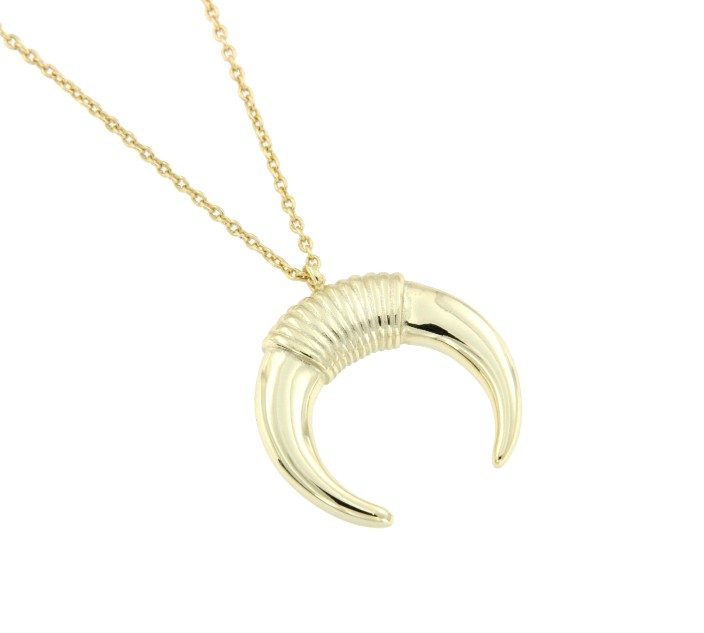 Gargantilla de plata con baño de oro o rodio con media luna - Roman Joyero