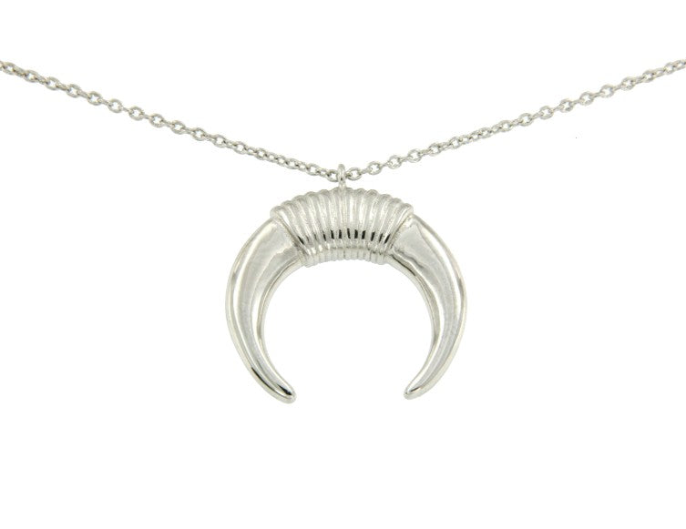 Gargantilla de plata con baño de oro o rodio con media luna - Roman Joyero