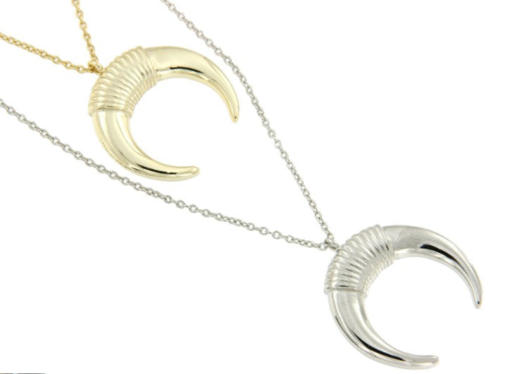 Gargantilla de plata con baño de oro o rodio con media luna - Roman Joyero