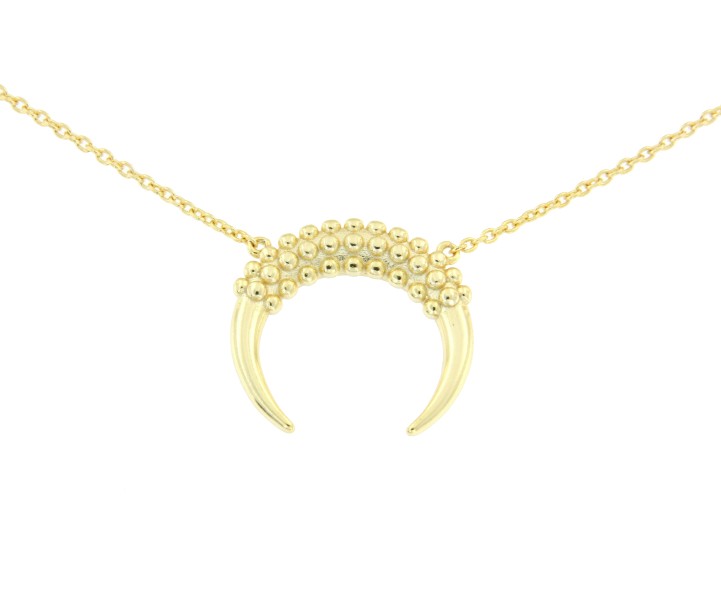 Gargantilla de plata con baño de oro y media luna - Roman Joyero