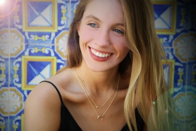 Gargantilla extra larga de plata con baño de oro y media luna - Roman Joyero