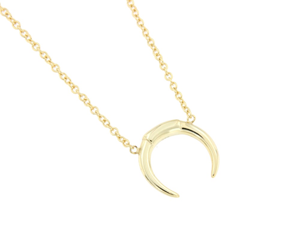 Gargantilla extra larga de plata con baño de oro y media luna - Roman Joyero