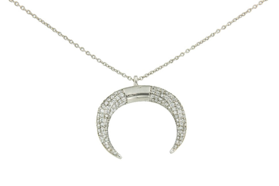 Gargantilla para fiestas en plata con media luna y circonita - Roman Joyero