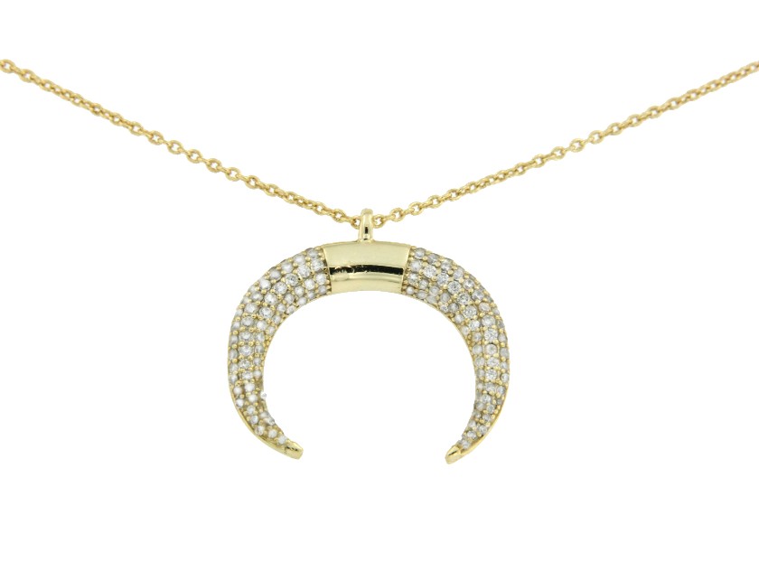 Gargantilla para fiestas en plata con media luna y circonita - Roman Joyero