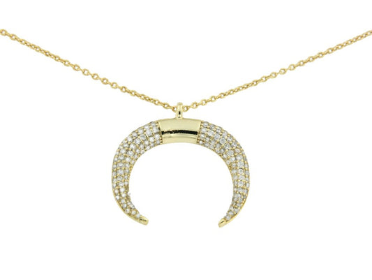 Gargantilla para fiestas en plata con media luna y circonita - Roman Joyero