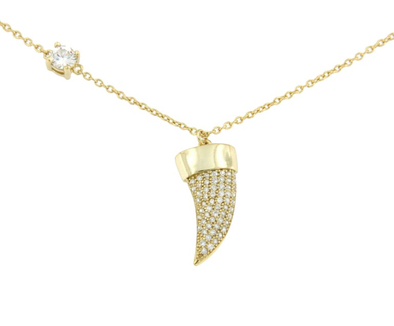 Gargantilla de plata con cuerno y circonitas. Para fiestas - Roman Joyero