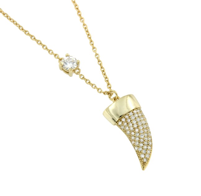 Gargantilla de plata con cuerno y circonitas. Para fiestas - Roman Joyero