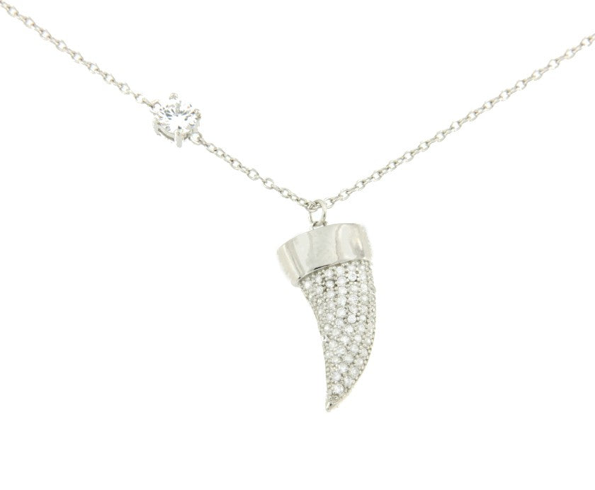 Gargantilla de plata con cuerno y circonitas. Para fiestas - Roman Joyero