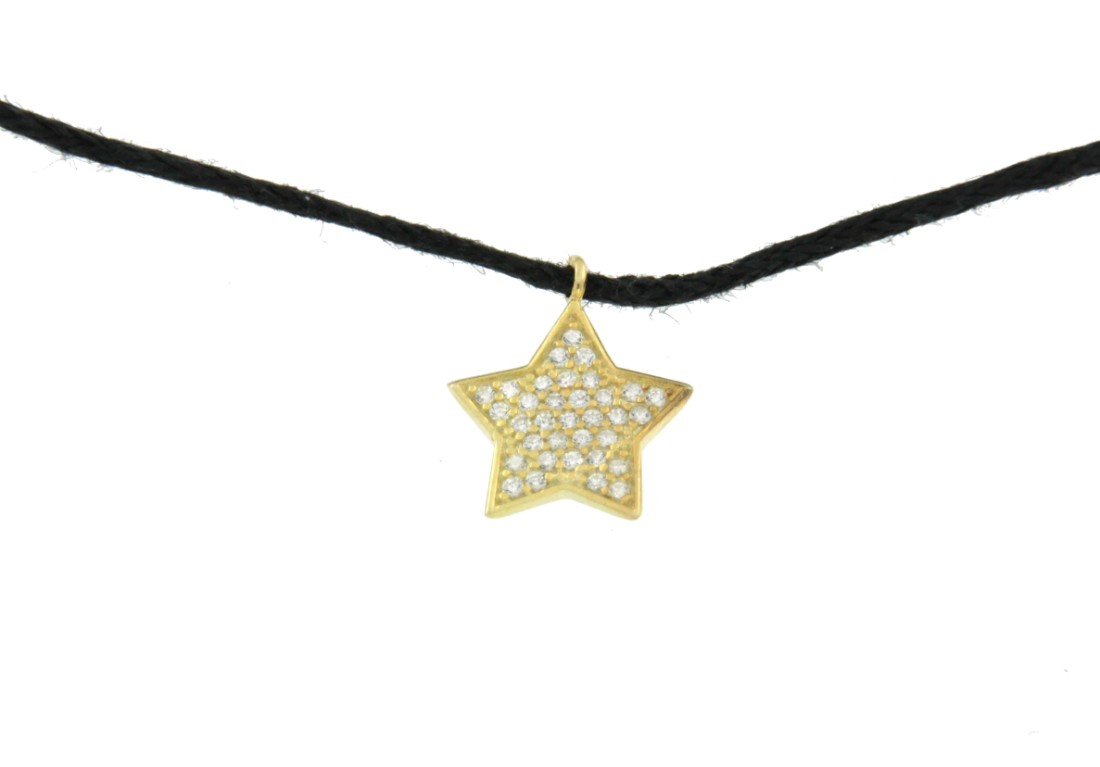 Cadena de cuero, estrella de plata y circonitas de colores - Roman Joyero