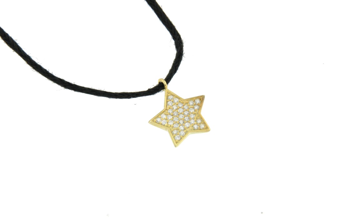 Cadena de cuero, estrella de plata y circonitas de colores - Roman Joyero