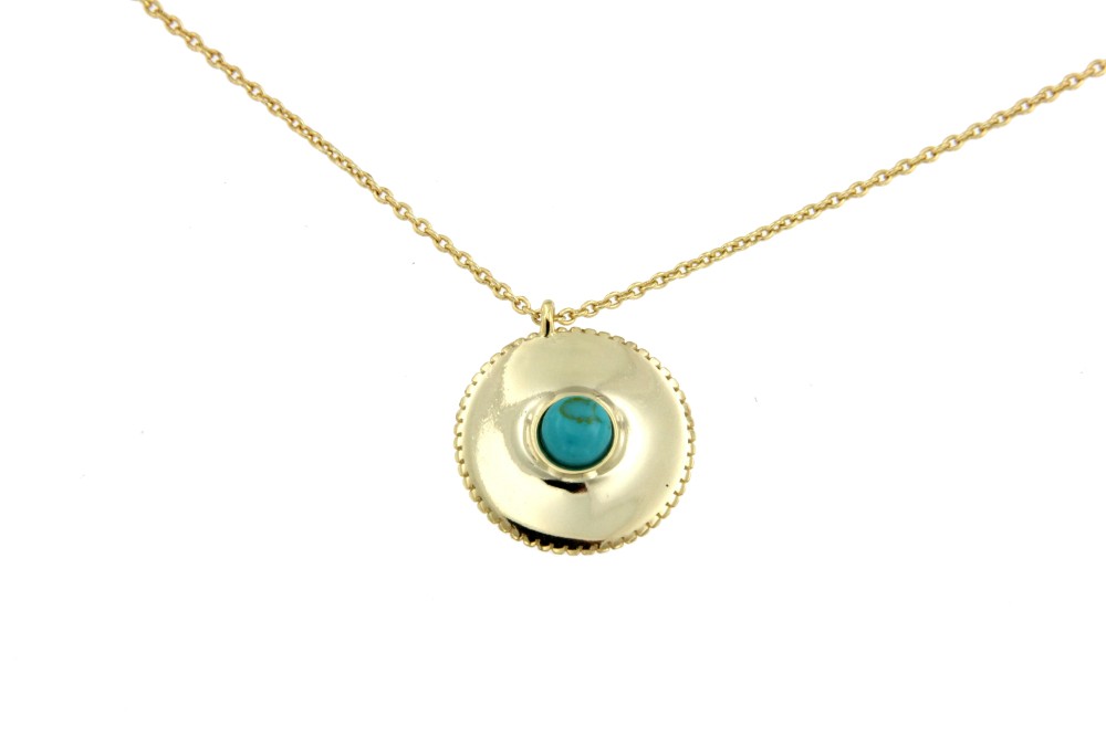 Gargantilla de plata ley con círculo y 3 piedras a elegir una - Roman Joyero