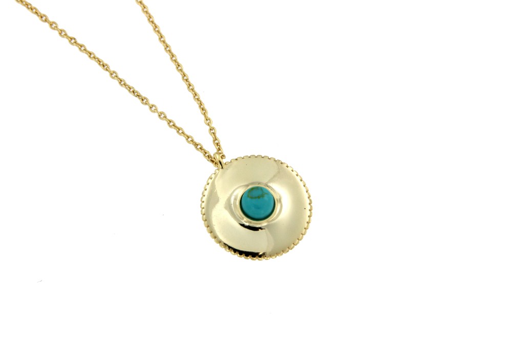 Gargantilla de plata ley con círculo y 3 piedras a elegir una - Roman Joyero