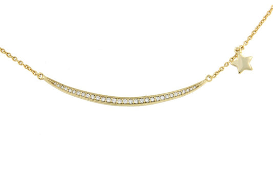 Gargantilla de plata con colgante de medio arco con circonita - Roman Joyero