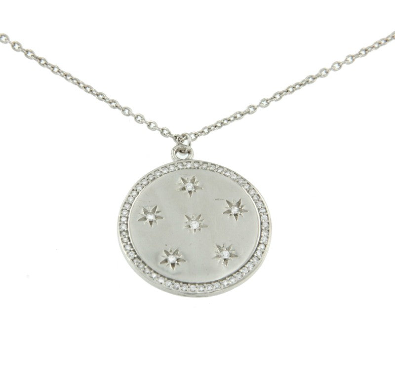 Gargantilla de plata y colgante redondo con 6 estrellas - Roman Joyero