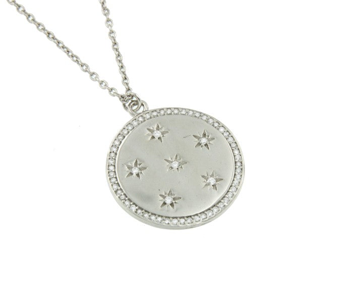 Gargantilla de plata y colgante redondo con 6 estrellas - Roman Joyero