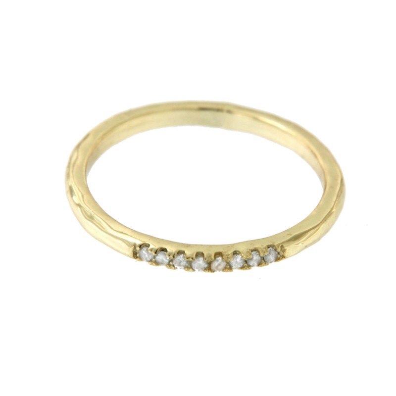 Elegante alianza de plata chapada con corona de circonitas - Roman Joyero