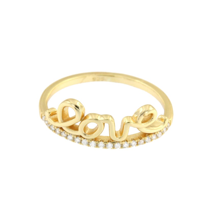 Anillo de plata de ley LOVE chapado o rodiado con circonitas - Roman Joyero