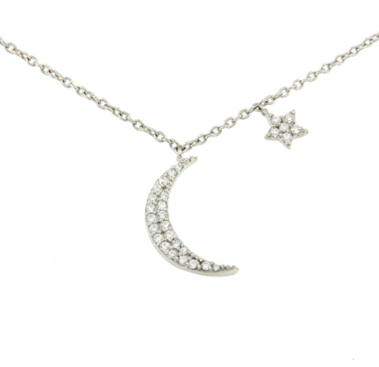 Gargantilla de media luna y estrella en plata de ley - Roman Joyero