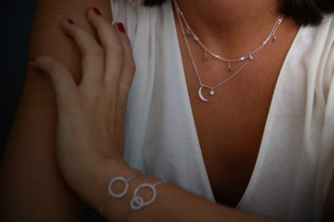 Gargantilla de media luna y estrella en plata de ley - Roman Joyero