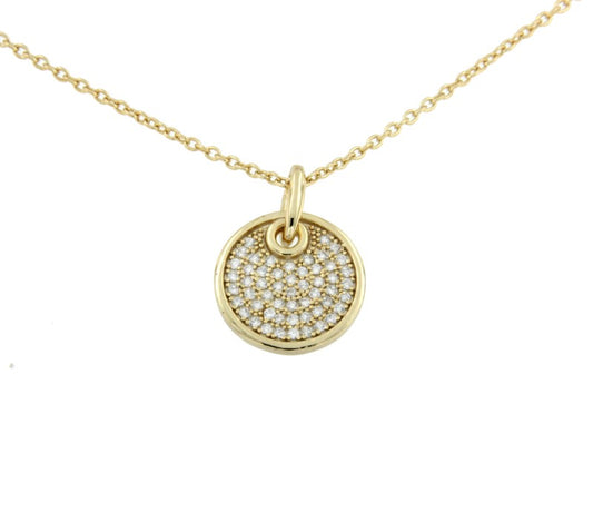 Cadena de plata de ley con baño de oro o rodio, círculo y circonitas - Roman Joyero