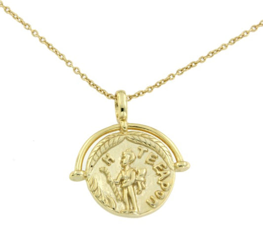 Gargantilla de plata de ley con baño de oro y dije etrusca - Roman Joyero