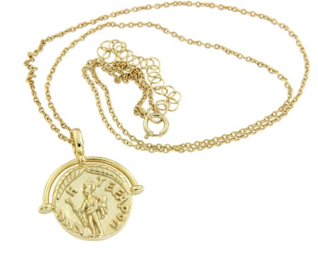 Gargantilla de plata de ley con baño de oro y dije etrusca - Roman Joyero