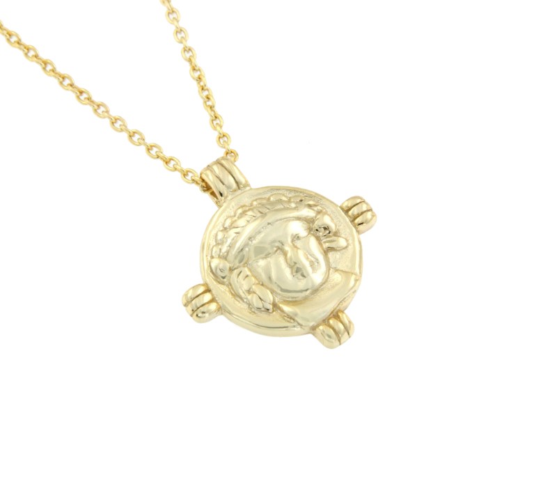 Cadena de plata ley con baño de oro amarillo y moneda romana - Roman Joyero