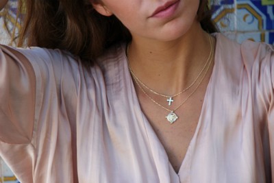 Cadena de plata ley con baño de oro amarillo y moneda romana - Roman Joyero