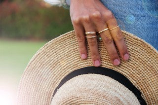 Anillo de plata chapado con diseño de espiga - Roman Joyero