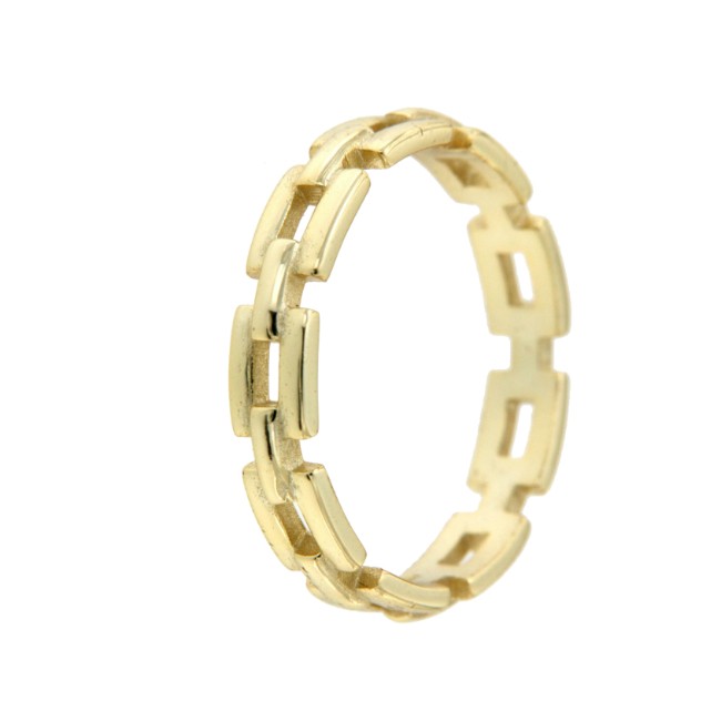 Anillo de plata de primera ley chapado con diseño de eslabones - Roman Joyero