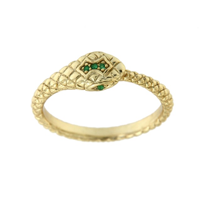 Anillo de serpiente en plata con baño de oro - Roman Joyero