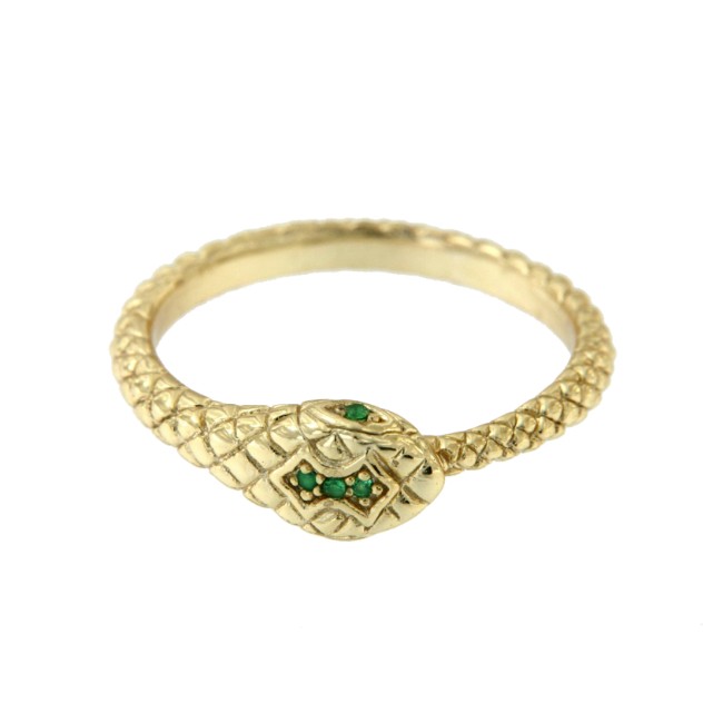 Anillo de serpiente en plata con baño de oro - Roman Joyero