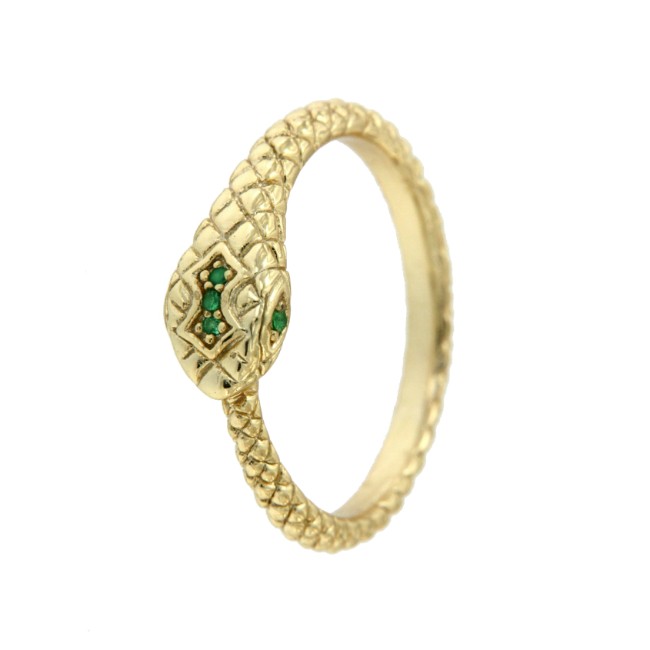 Anillo de serpiente en plata con baño de oro - Roman Joyero