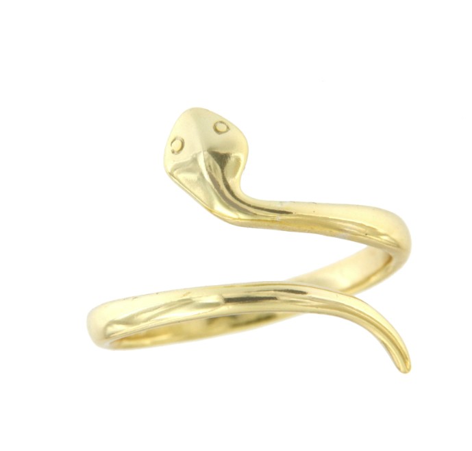 Anillo de plata de primera ley chapado con forma de serpiente - Roman Joyero