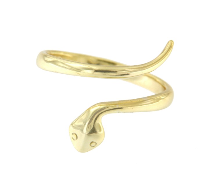 Anillo de plata de primera ley chapado con forma de serpiente - Roman Joyero