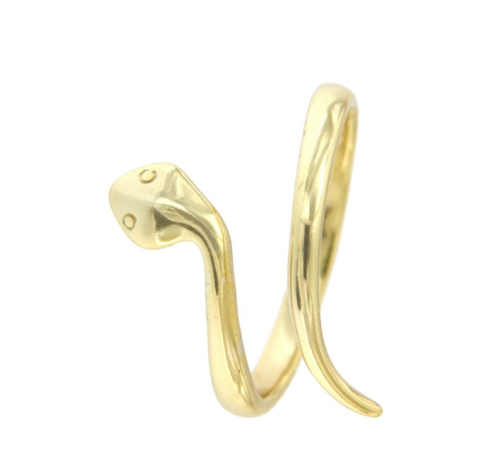 Anillo de plata de primera ley chapado con forma de serpiente - Roman Joyero